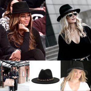 Felt fedora Panama hat black OS